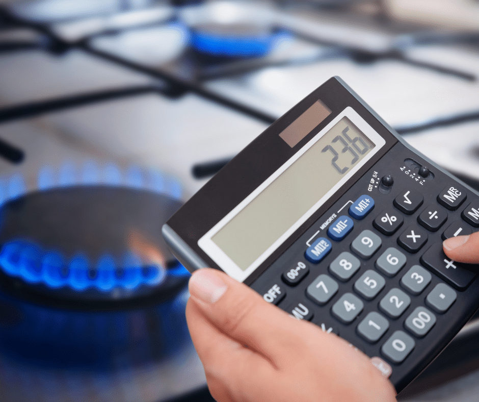 Gas stove with calculator 